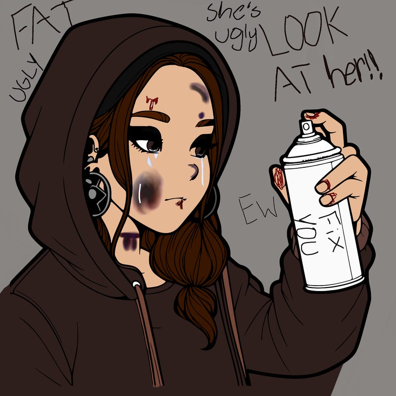 a realistic girl, spray painting