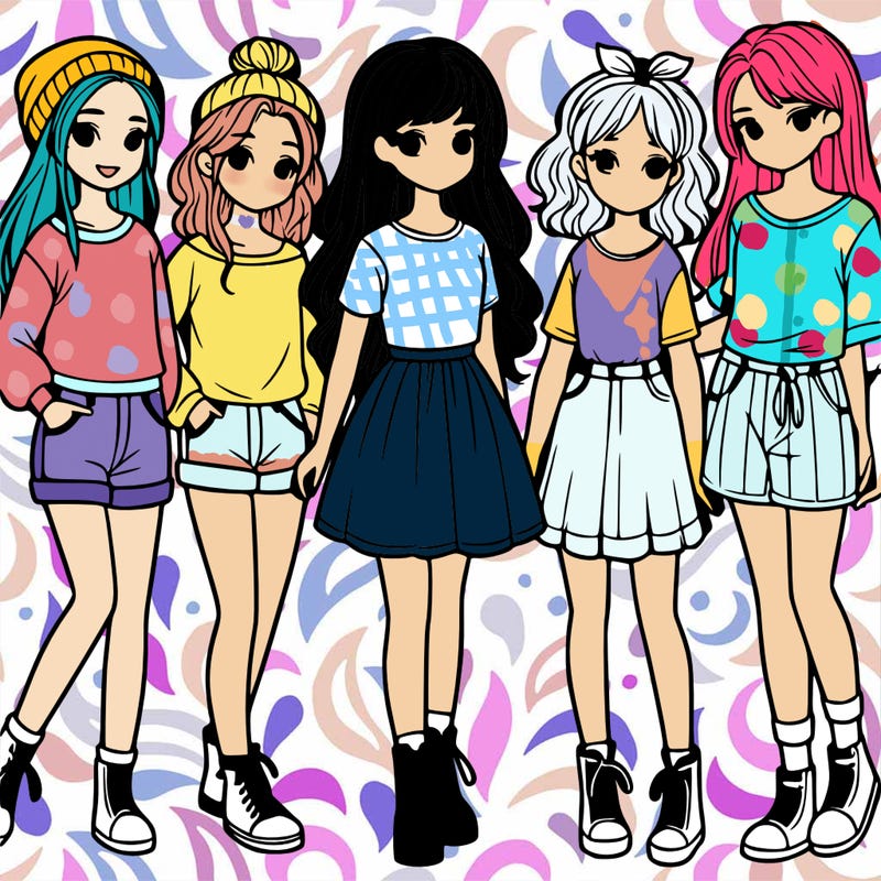 a group of five girls