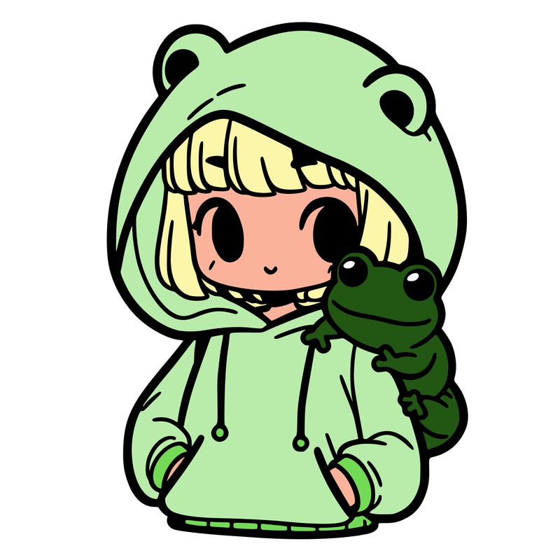 girl and a frog hoodie