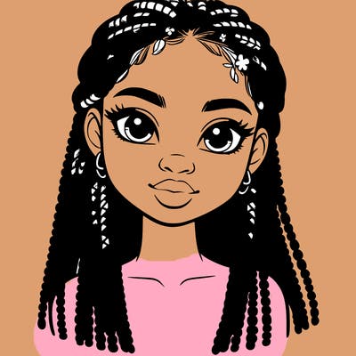 a realistic black girl with braids
