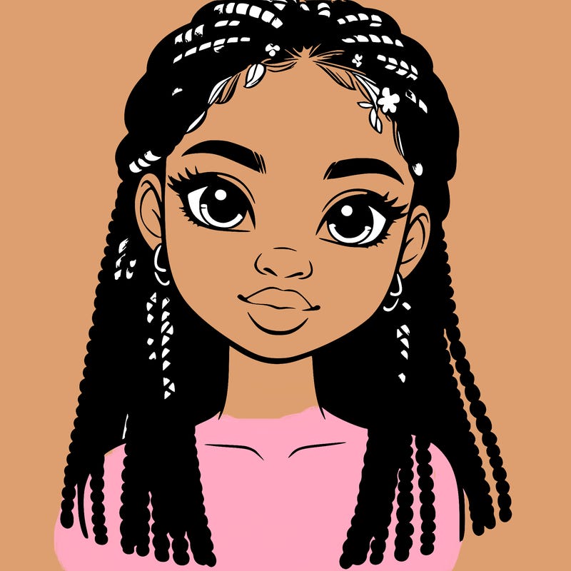 a realistic black girl with braids