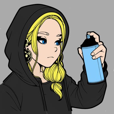 a realistic girl, spray painting