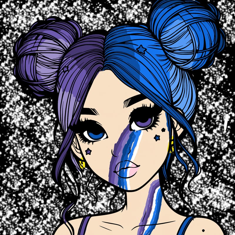 realistic girl with space buns