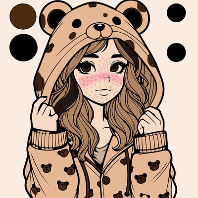 realistic girl in a animal pjs hoodie