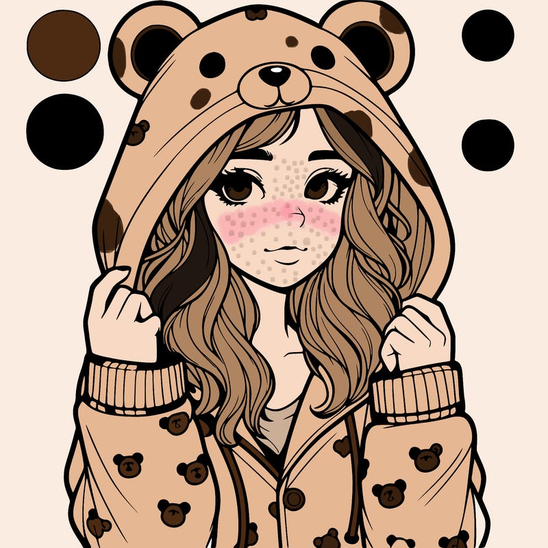 realistic girl in a animal pjs hoodie