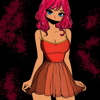 realistic girl in short dress