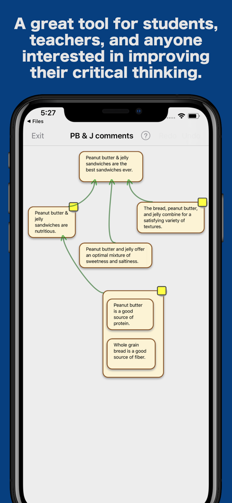 ArguMap Pro - Map Arguments - An argument map in ArguMap Pro showing premises and conclusions connected by green support lines.