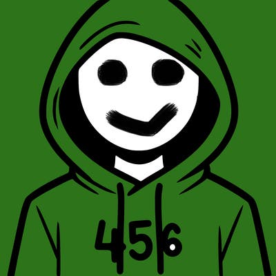 a person with non face waering a hoodie with a 456 symbol