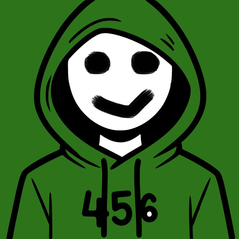 a person with non face waering a hoodie with a 456 symbol