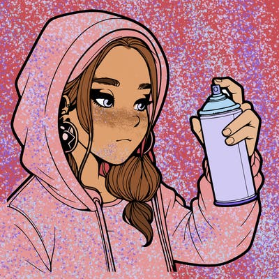 a realistic girl, spray painting