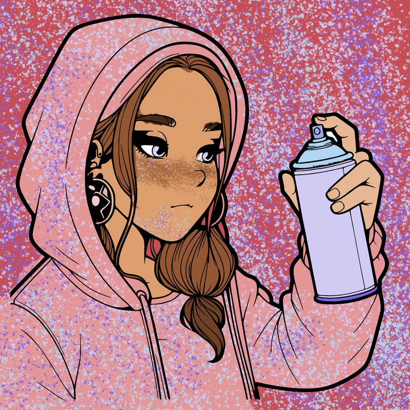 a realistic girl, spray painting