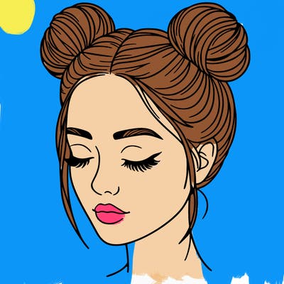 woman with hair buns