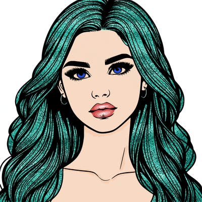 realistic girl, with long hair and lips