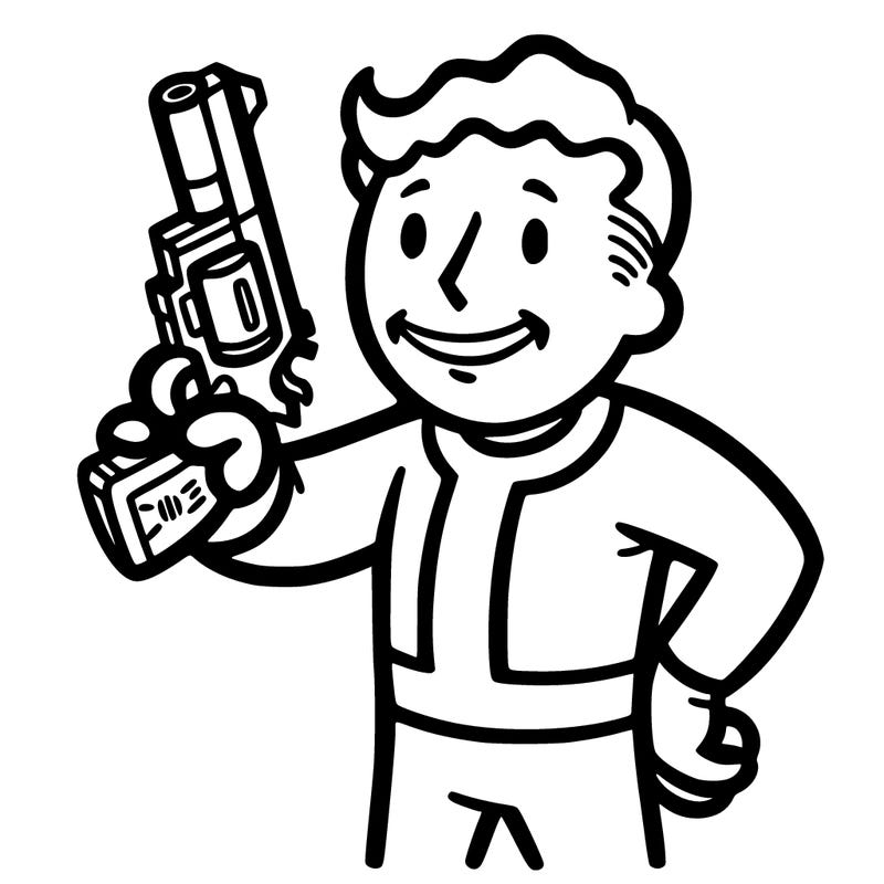 fallout character holding a gun