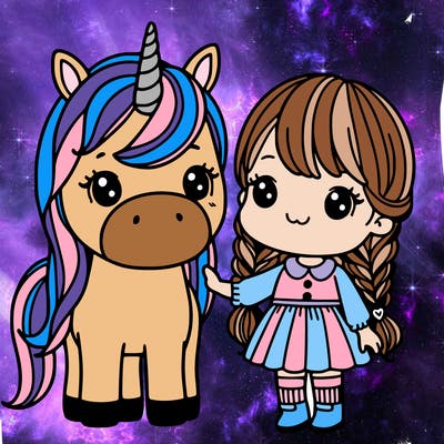 a unicorn with a girl