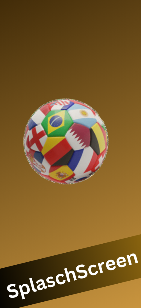 Flags of All World Country - Splash screen of the Flags of All World Country app featuring a soccer ball covered in national flags