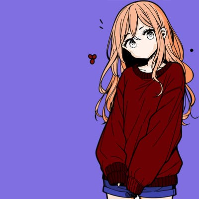 manga teen girl  in a sweater and baggy pants