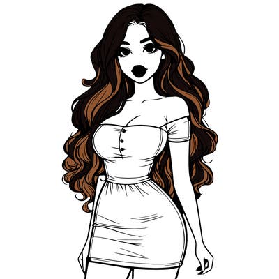 realistic girl in a short dress with big lips