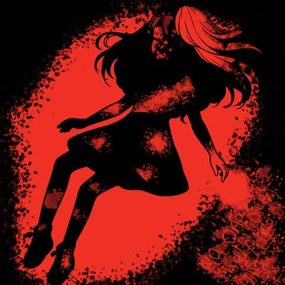 realistic girl floating