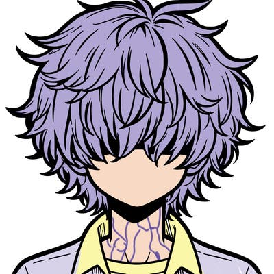 manga boy fluffy hair covering his eyes