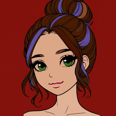 realistic pretty girl with hair in bun