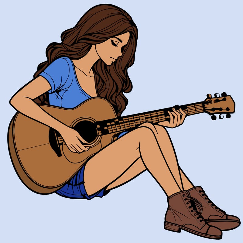 realistic woman play guitar
