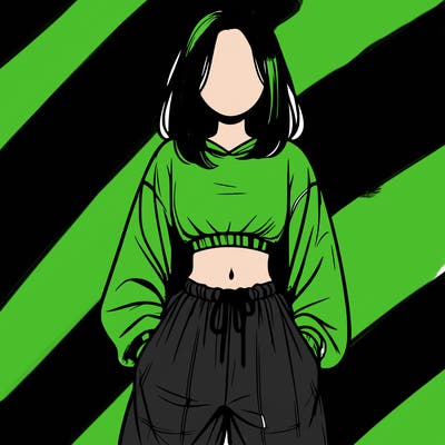 realistic girl faceless with baggy pants and a crop top