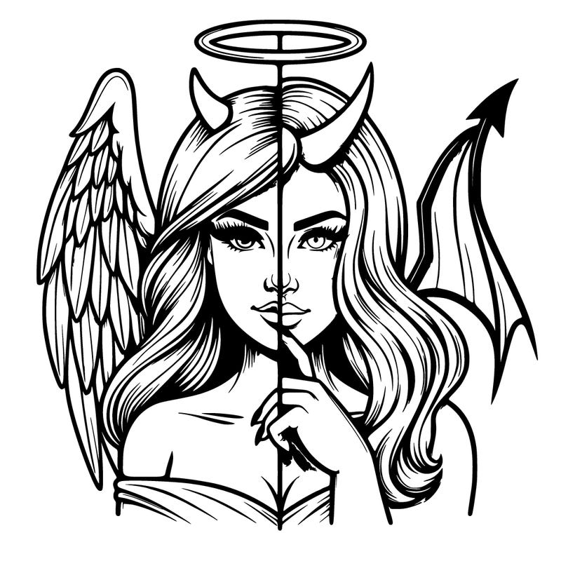 realistic half angel half devil