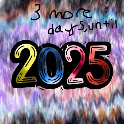 one line scrawled numbers sketch design “2025”