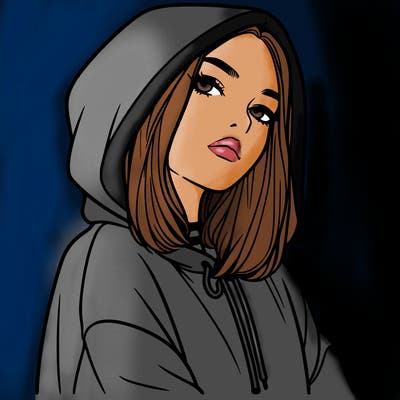 a realistic girl in a hoodie