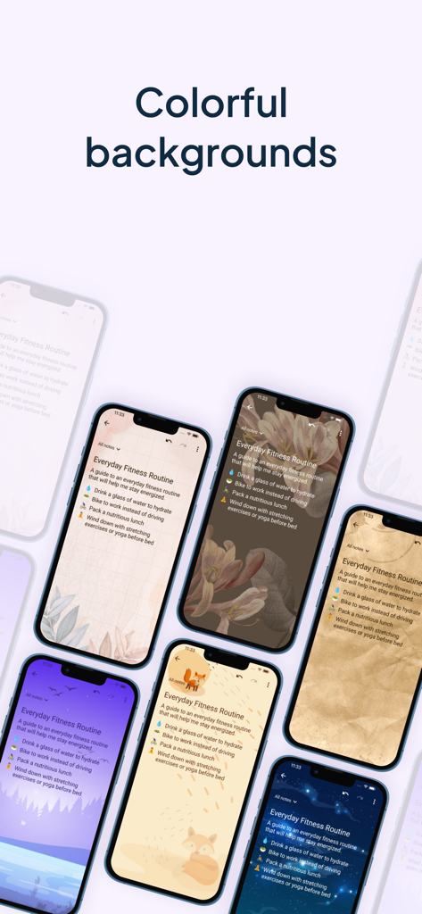 My Notes - Notebook, Notepad - デジタルノート用のさまざまな美しいカラフルな背景テーマの表示
