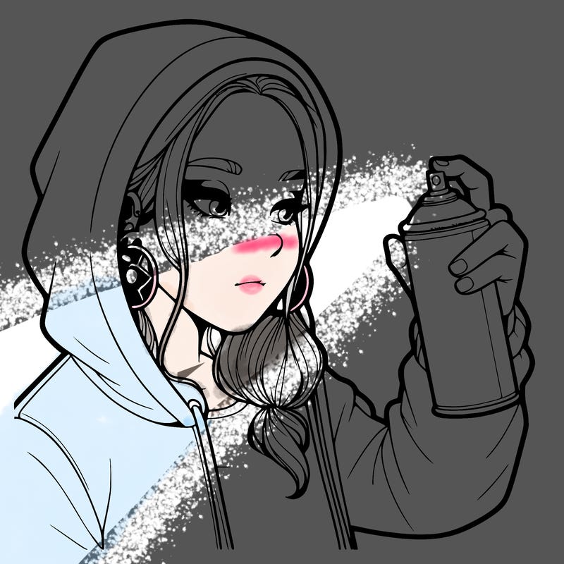 a realistic girl, spray painting