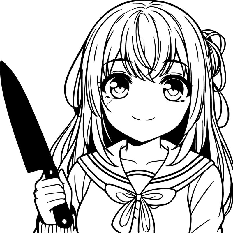 yandere anime girl with knife
