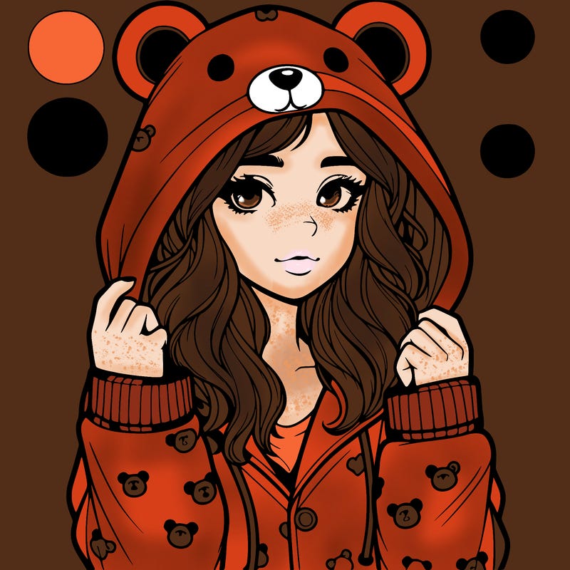 realistic girl in a animal pjs hoodie