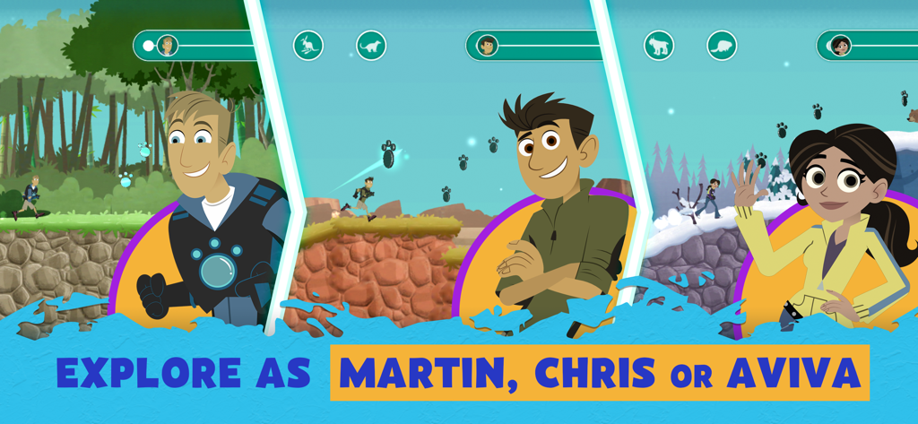 Wild Kratts Rescue Run - Martin Chris and Aviva as playable characters in Wild Kratts Rescue Run