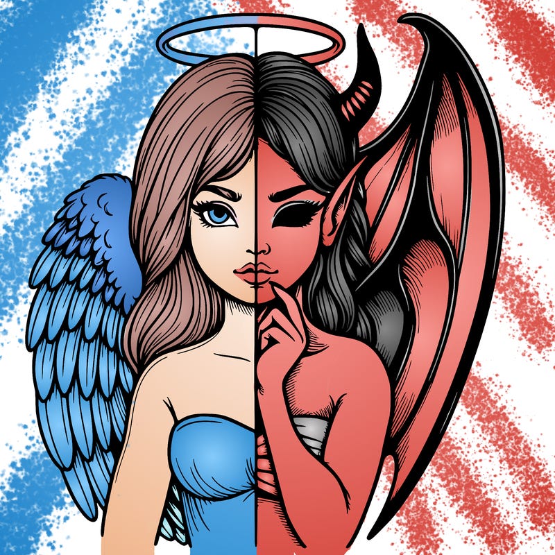 realistic angel half demon