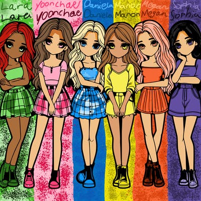 a group of girls realistic