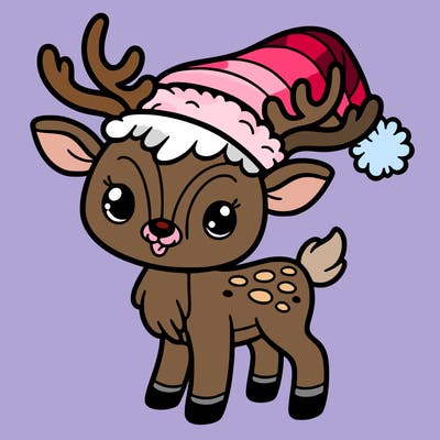 christmas reindeer with santa hat