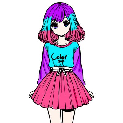 realistic girl with a skirt on