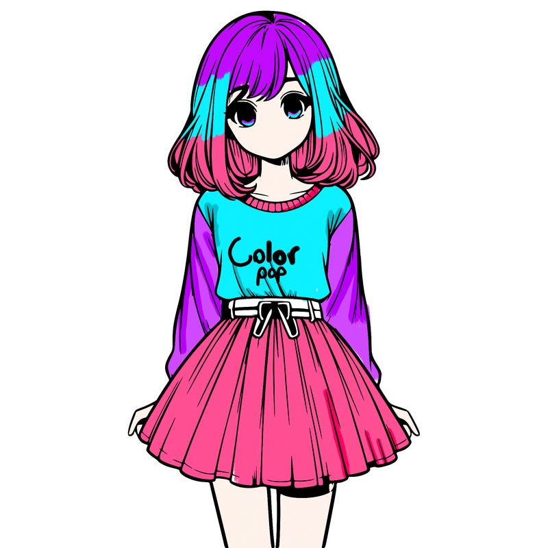 realistic girl with a skirt on