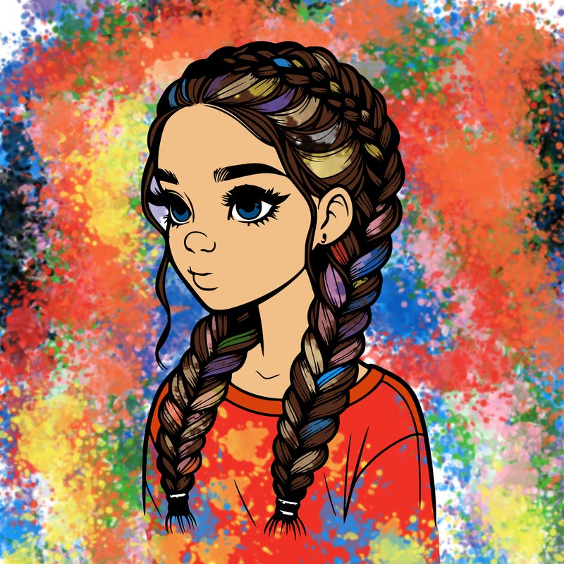 realistic girl with braids