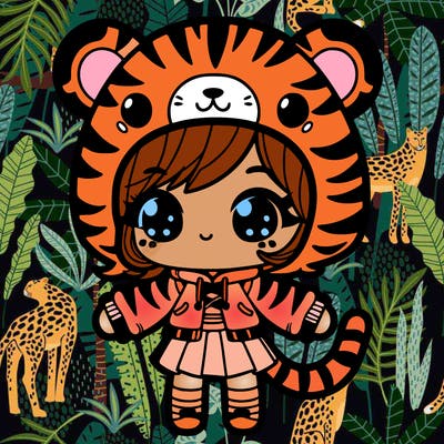 girl w a tiger outfit