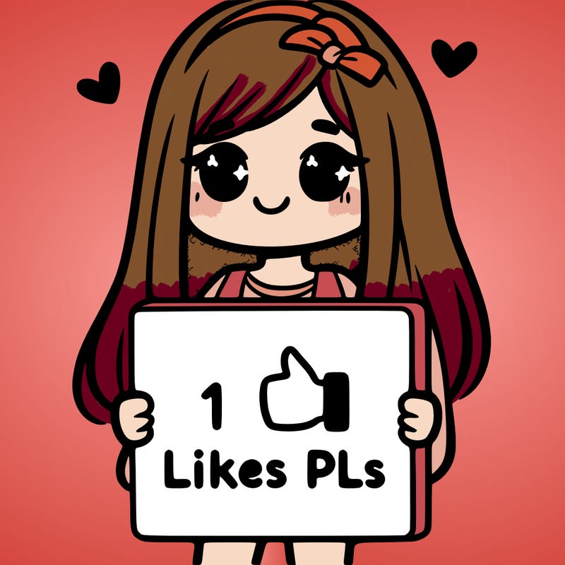 girl holding a sign saying 10 likes pls