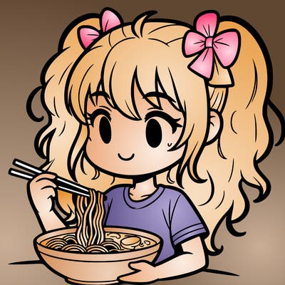 a girl eating ramen