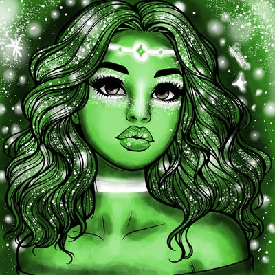 realistic girl with wavy hair and lips