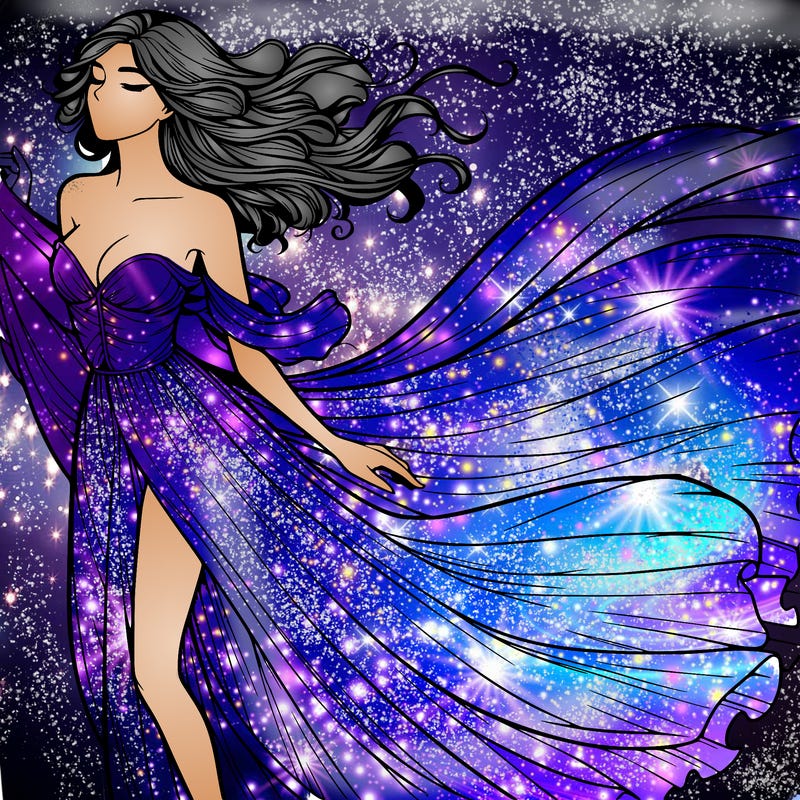 realistic woman in dress flowing the the wind