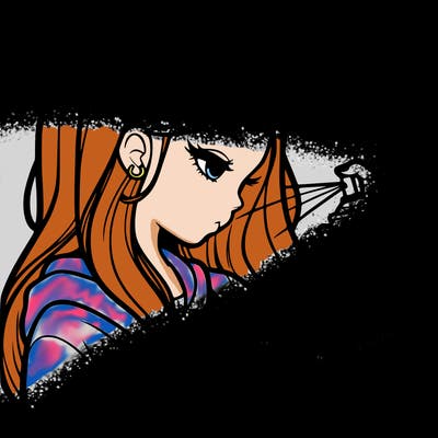 a realistic girl spray painting