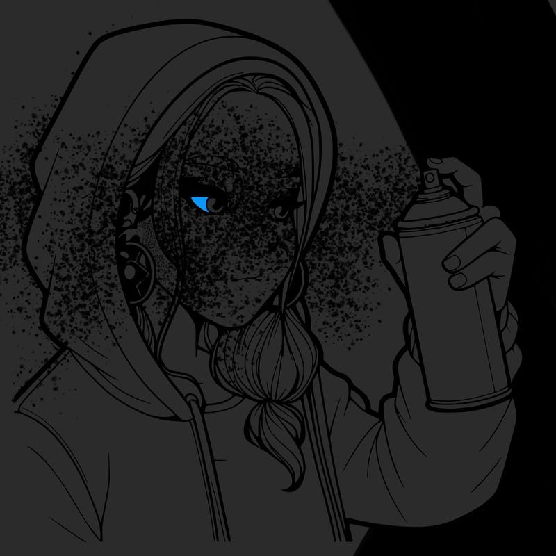 a realistic girl, spray painting