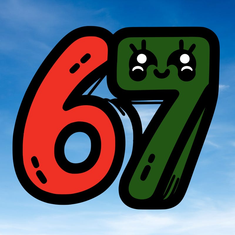 the numbers 67