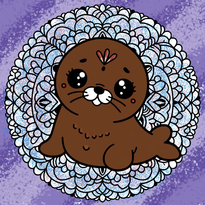 a cute baby seal mandala